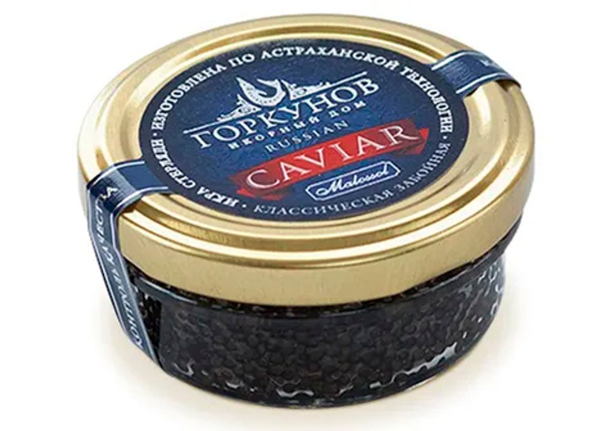 Шкатулка с двумя видами чёрной икры ГОРКУНОВ, 2*50г