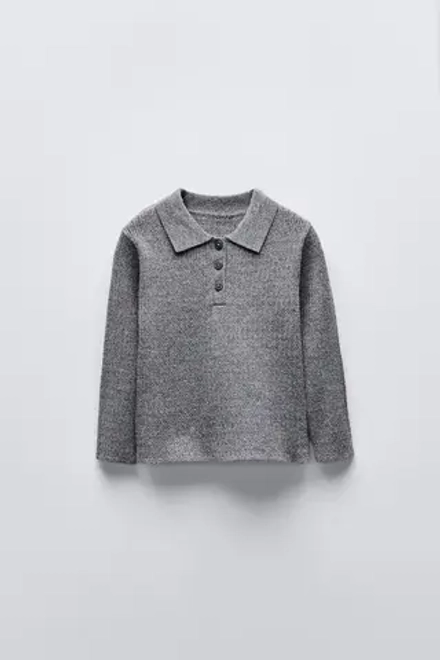 ZARA АЖУРНЫЙ СВИТЕР, СЕРЫЙ С МЕЛАНЖЕВЫМ ЭФФЕКТОМ