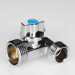 Тройник бытовой с шаровым краном 1/2" х 3/4" х 1/2"
