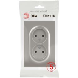 Розетка ЭРА Arktik 16-2107-07 без заземления двойная 2X2P 16А-250В титан | Эра Arktik
