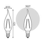 Лампа Gauss LED Filament Свеча на ветру 5W E14 420 lm 2700K  диммир. 104801105-D