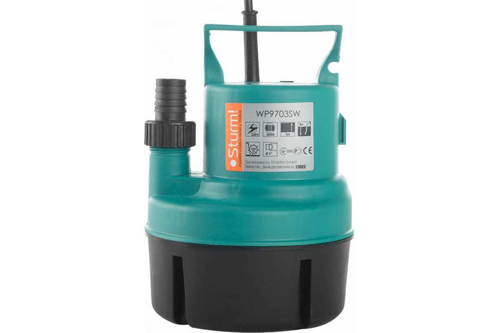 НАСОС ДЛЯ ПОДЪЕМА ВОДЫ С ПОЛА STURM! 300ВТ КАЧАЕТ С 2ММ, H=6М, 82Л/МИН WP9703SW