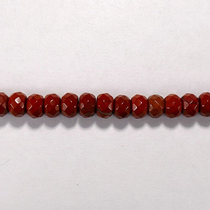 Бусина из яшмы красной, фигурная, 4x6 мм (рондель, граненая)