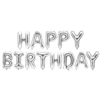 Набор шаров-букв «Happy Birthday» в серебряном цвете