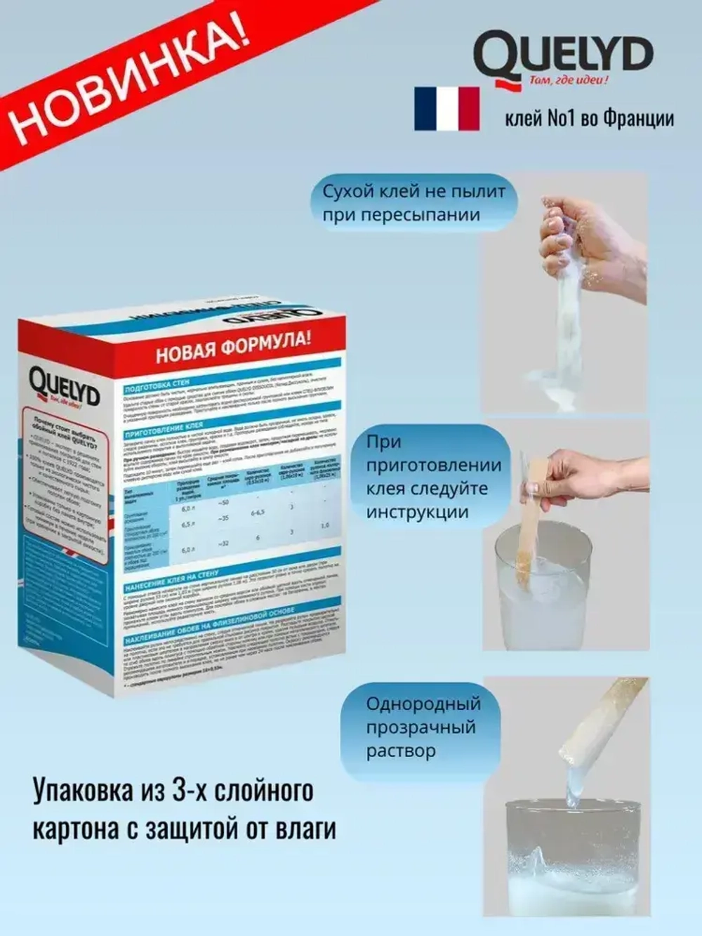 Клей для обоев QUELYD СПЕЦ-Флизелин (усиленная формула), 200г Новинка увеличенный выход клея