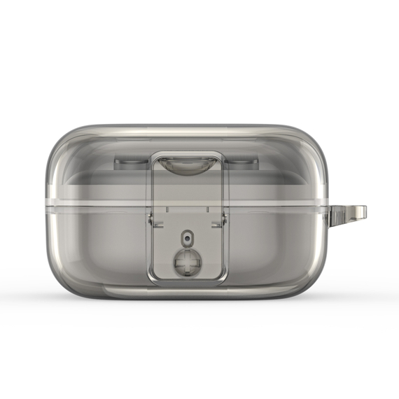 Чехол серого цвета из TPU для наушников Samsung Buds4 и Buds 4 Pro, серия SECI Series от Dux Ducis, в комплекте с карабином