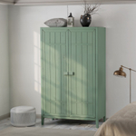 Шкаф 105х50х173, Карлос, распашной для одежды, двухдверный, со штангой и полками, зеленый эвкалипт, массив сосны, Dipriz