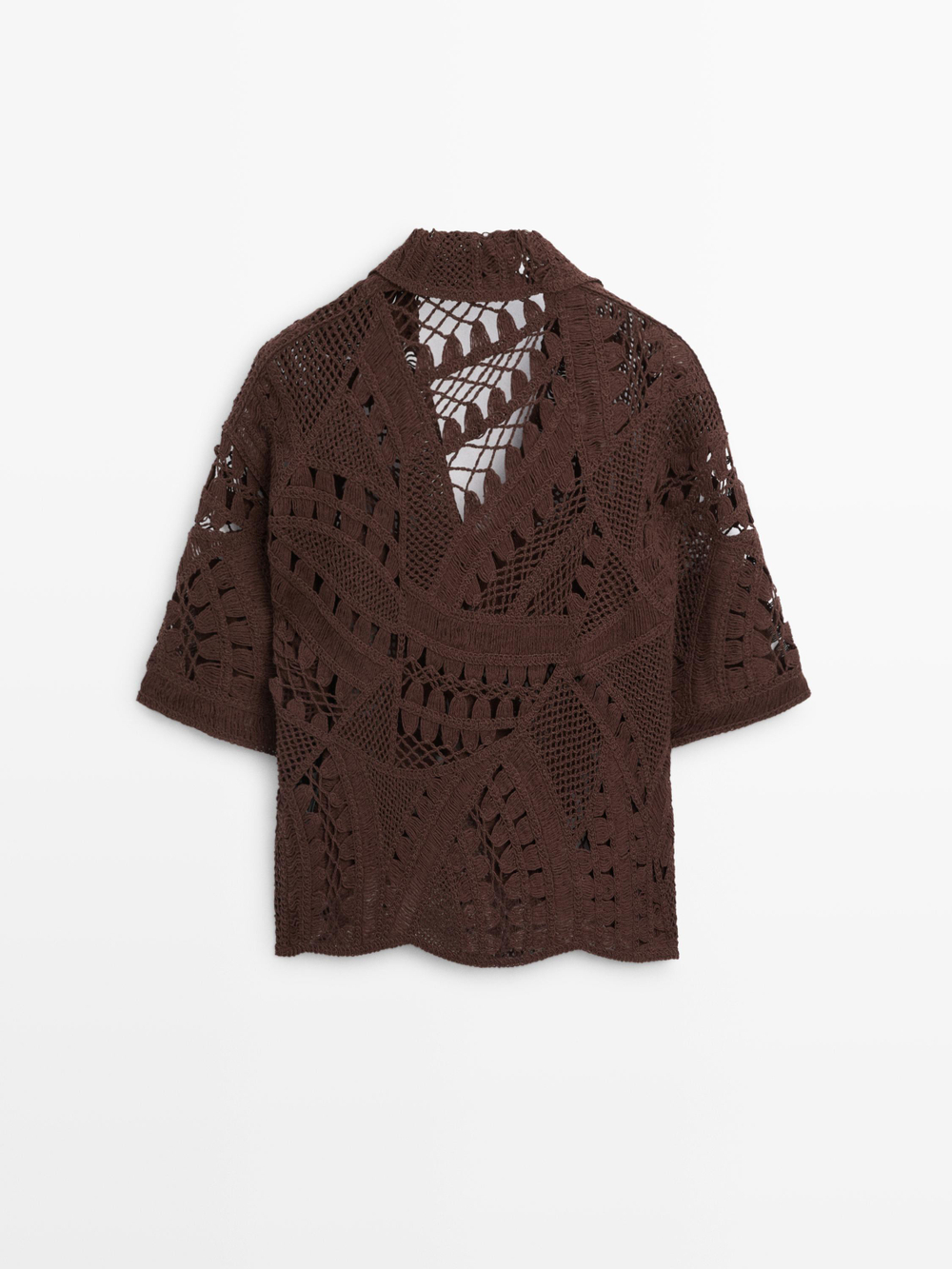 Massimo Dutti Поло из смесовой хлопковой ткани, коричневый