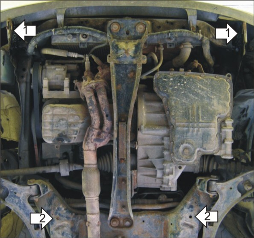 Усиленная защита Motodor картера двигателя, кпп. 2 мм, сталь. для Nissan Sentra 2000-2007 арт.01436