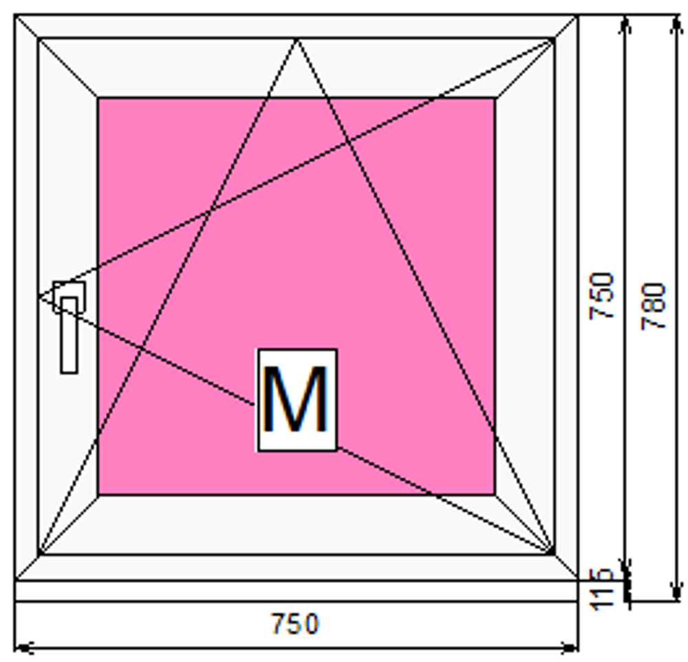 Пластиковое окно 750 х 750 ТермА Эко с поворотно - откидной створкой + Москитная сетка