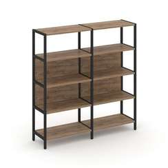 Shelf System Двухсекционный стеллаж четырехярусный SN.STM-421 Дуб Табак/Металл Черный 1590*400*1613