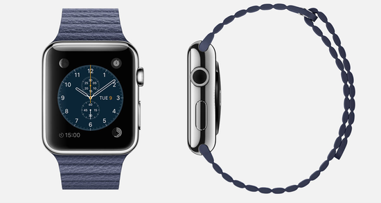 Часы смарт Apple Watch 42мм (синий кожаный с магнитной застежкой)