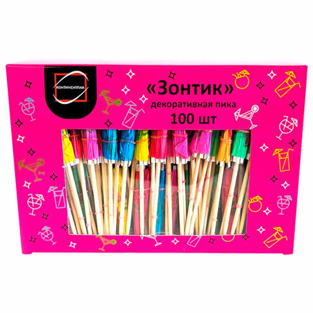 Пики для канапе бамбуковые "Зонтик", 10 см, 100 шт., КП, 140239