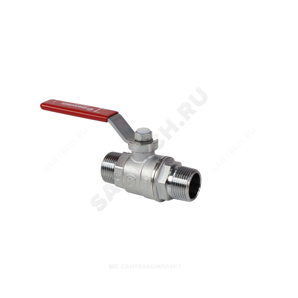 Кран шаровой латунь хром R253DL Ду 32 Ру42 НР рычаг красный Giacomini R253LX006