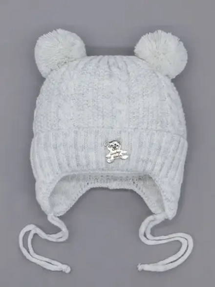 Шапка детская вязаная демисезонная на завязках