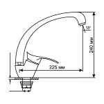 Смеситель для кухни 40k MIXLINE ML03-032 высокий излив б/отв боковая п/гайку (без подводки)