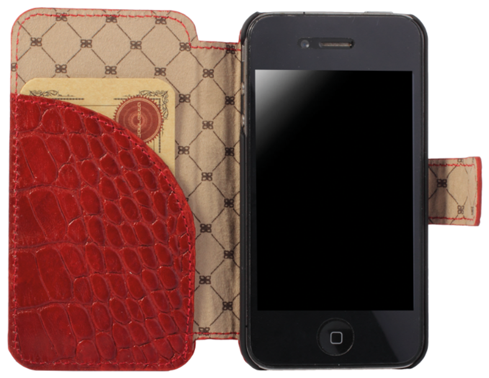 iPhone 4/4s Кожаный чехол-книжка Bouletta (Портмоне) Красный-К4