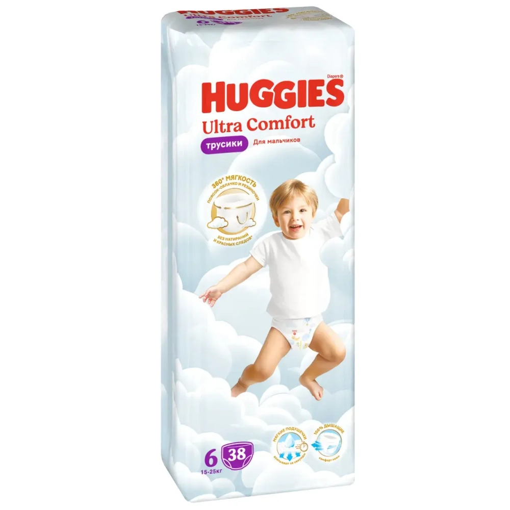 Huggies Ультра Комфорт Трусики-подгузники 6 для мальчиков (15–25 кг), 38 шт. Хаггис
