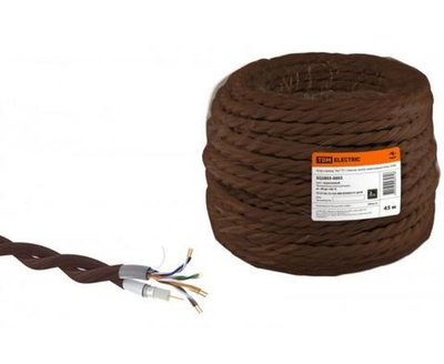 Ретро провод "Эко" TV + Internet витой, коричневый (45м) TDM