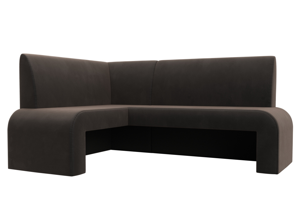 Диван кухонный угловой Кармен левый угол, Коричневый, Велюр, 126128L