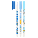 Набор ручек пиши-стирай 12 штук, с рисунком космонавтов, MC-Basir, Красивые гелевые ручки со стираемыми синими чернилами, специальный ластик на конце, для школы и учебы