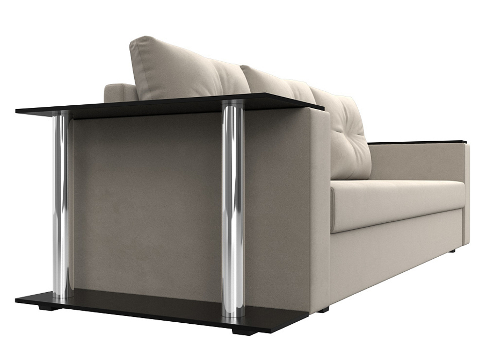 Диван прямой Атланта со столом слева, Бежевый, Микровельвет, 112478