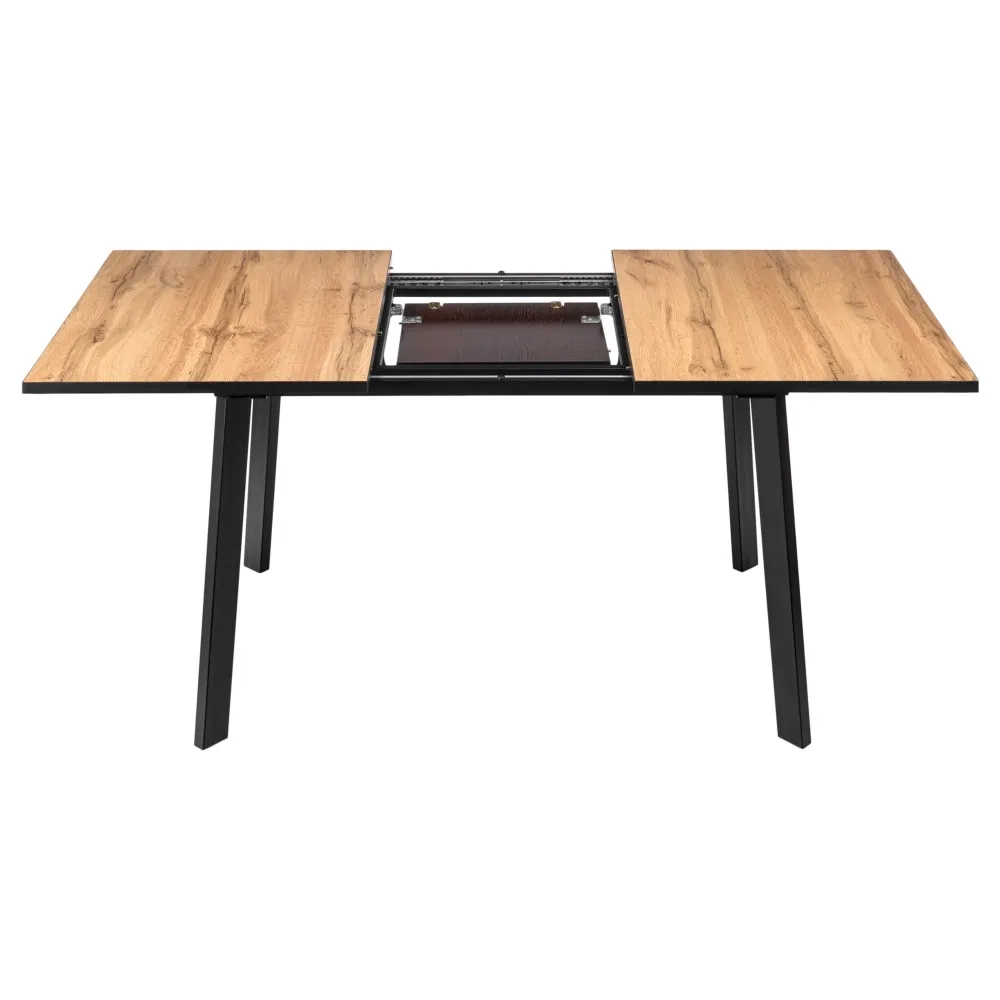 Стол Dublin раскладной 120-160х80х75 Дуб Вотан, чёрные ножки