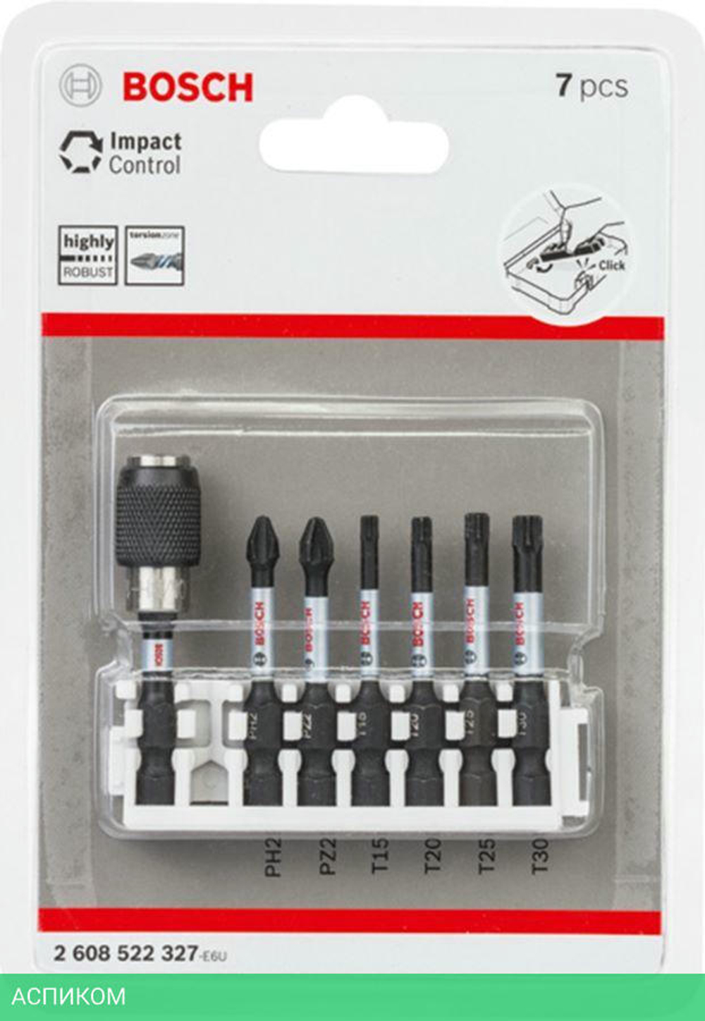 Держатель для бит Bosch Impact Control PH2 PZ2 T15 T20 T25 T30 QuickRelease 2.608.522.327