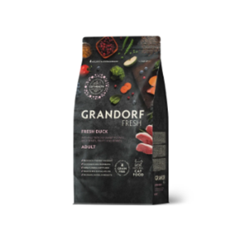 Сухой корм GRANDORF FRESH CAT Duck беззерновой, утка с бататом для взрослых кошек, диетическая формула для особо аллергичных кошек 2кг