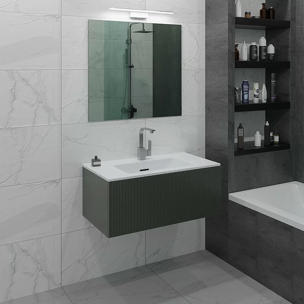 Тумба с раковиной LA FENICE TERRA Grigio 80 серая