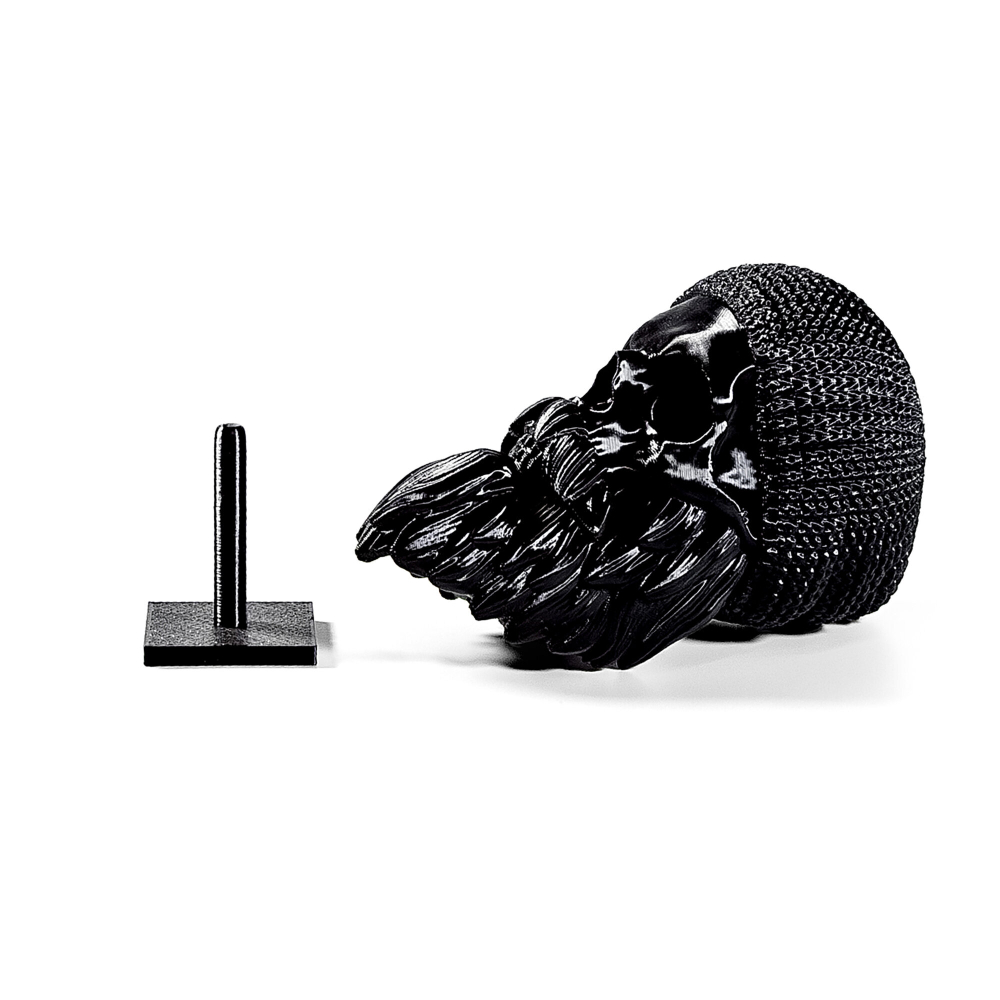 Бородатый череп в растакапе, фигурка для декора интерьера, арт-объект, коллекционный предмет, 3D печать, черный 14 см.