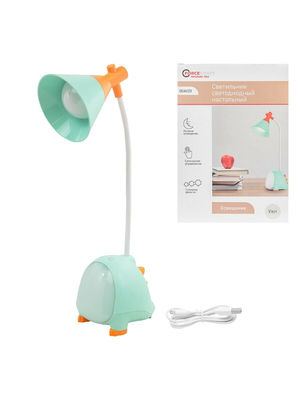 Светильник светодиодный настольный 1200mah (зеленый) FORCEKRAFT FK-DEA6123