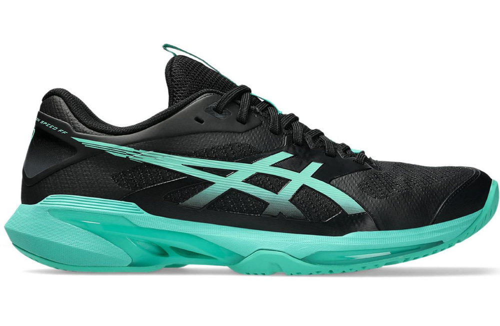 Мужские теннисные кроссовки Asics Solution Speed FF 4 - black/aurora green
