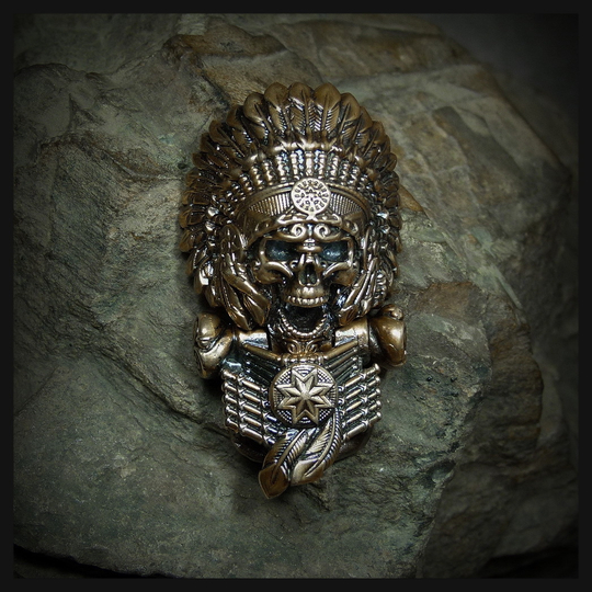 Замок для браслета из паракорда или кожи "Вождь индейцев " бронза