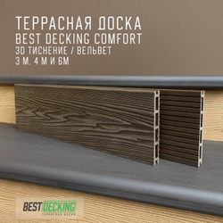 Террасная доска из ДПК Best decking комфорт 3D Тиснение/вельвет цвет: Венги