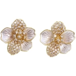 Серьги из гиппоалергенного металла со стразами «ПАЛУМНА», лилия, цвет золото и серебро, 1,3-dсм