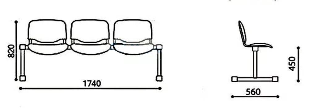 Система сидений ИЗО ТР 3-Х МЕСТНОЕ