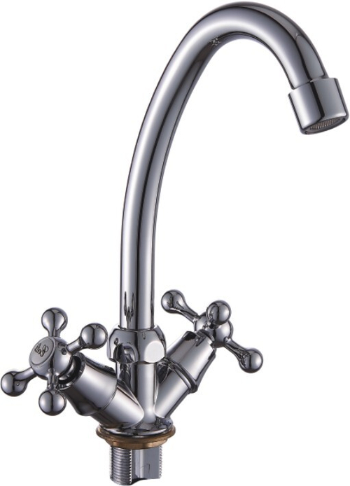 67-6-007 Смеситель Эверест двухвентильный, для кухни, гайка, пластик. кран-букса,, B49-351