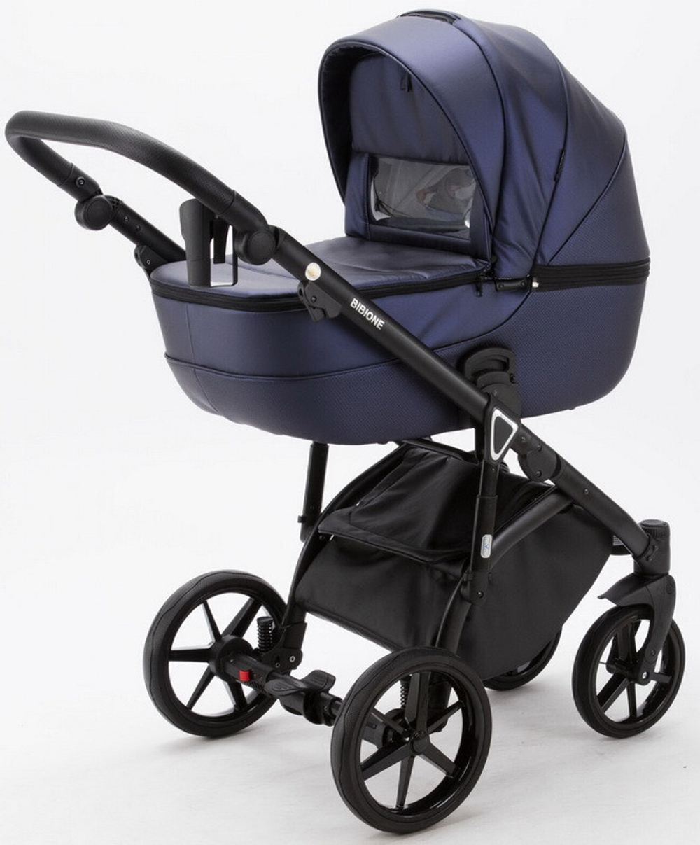 Детская коляска Adamex Bibione Deluxe 2 в 1 BI-SM09 (Т.СИН.ПЕРЛ.ПЕРФ.КОЖА)