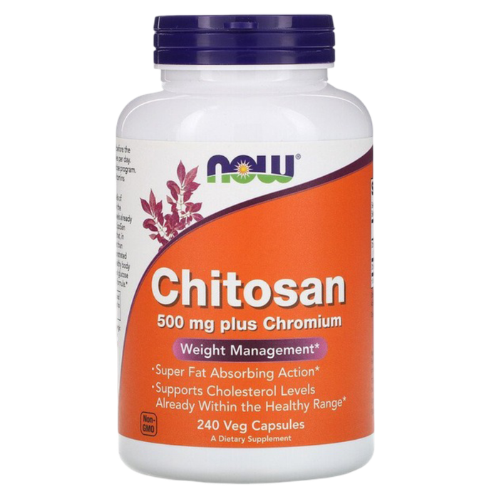 Хитозан с хромом, NOW Foods Chitosan 500 мг, 240 вегетарианских капсул