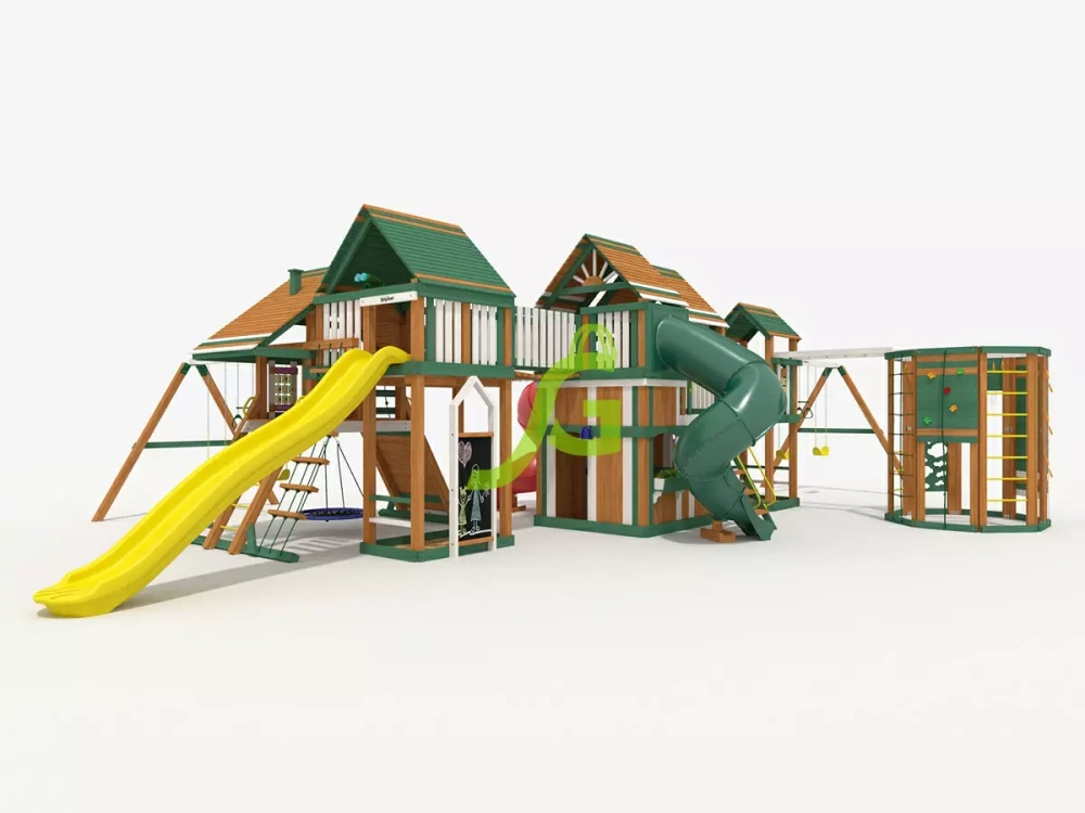 Большая детская игровая площадка с домиком