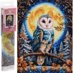 Алмазная мозаика в рулоне 30*40см полная выкладка «DIAMOND», Сова и Луна