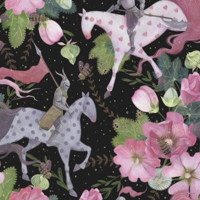 Рыцари цветов на черном фоне