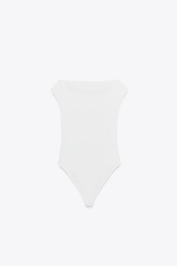 ZARA БОДИ ИЗ ПОЛИАМИДА, БЕЛЫЙ