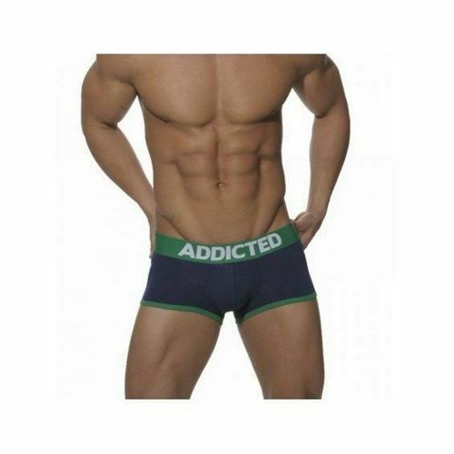 Мужские трусы джоки боксеры темно-синие с зеленой резинкой Seobean Addicted