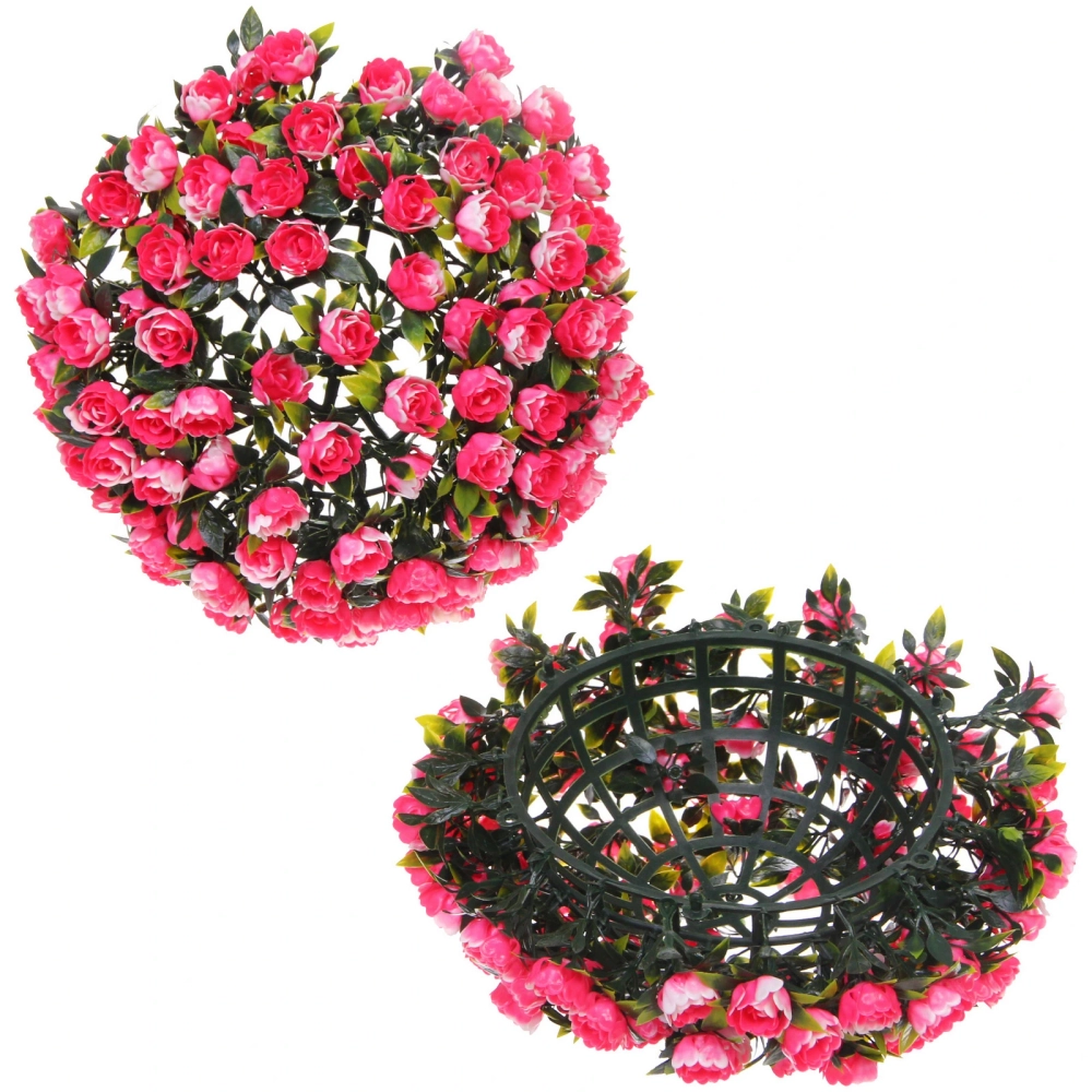 Искусственное растение шар «Самшит» цветы фуксия D-23см Ultramarine