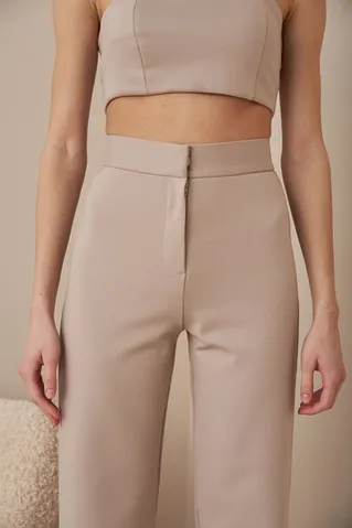 Брюки прямые из джерси цвета какао