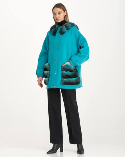 Парка из шерсти и кашемира с отделкой из меха шиншиллы