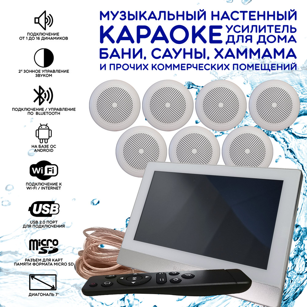 Комплект домашней акустической системы с караоке-усилителем Steam & Water SOUND 7 Standart