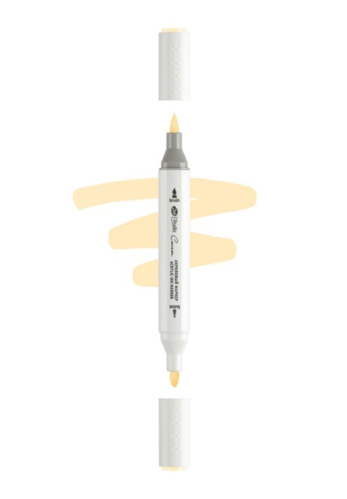 Маркер акриловый 2-х сторонний СОНЕТ кисть/пулевид. кремовый